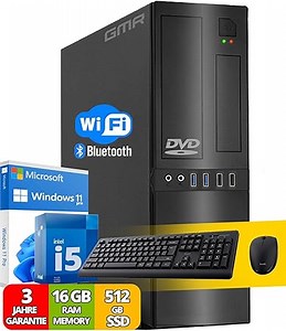 Intel Office PC Komplett mit Tastatur und Maus | Intel i5 | 16 GB RAM | 512 GB SSD | DVD-Brenner | WiFi 600 und Bluetooth 5 | USB3 | Windows 11 Pro | Computer mit 3 Jahren Garantie!