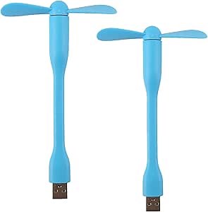 Sokelinn-six USB Flexible Fan, Mini Portable Cooling Fans USB Powered for Power Bank Laptop PC AC Charger - 2 Pack (Blue)