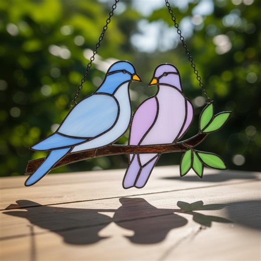 Love Birds Stained Glass Pattern – Suncatcher Art, Window Decor (pdf Svg Png) - Etsy Australia
