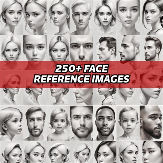 Face Reference Pack for Artists: Portrait Drawing & Illustration (digital Download) - Etsy