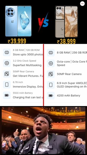 Comparison Between Moto Razr 50 and OnePlus 12r 🔥🤯😱😱#viral #shorts