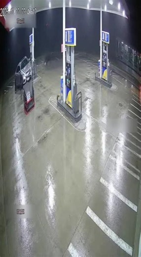 Car Crashes Into Gas Pump in Rainy Night CCTV Footage | Captured Real Scenes