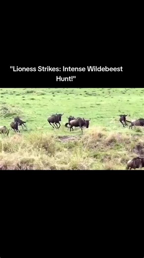 "Lioness Strikes: Intense Wildebeest Hunt!"#fypシ゚ #trendingvideo #fypf...