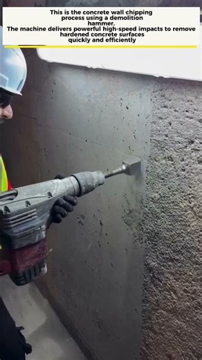 Concrete Wall Chipping Process with Demolition Hammer 🔨🏗️