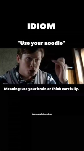 Swan.english.academy on Instagram: "Read more details here 👇🏻 IDIOM= Use your noodle MEANING= It means to use or brain or think carefully often to find a solution of a problem. SYNONYMS✅ Your Noodle Use your brain Use your head Think it through Figure it out Think critically EXAMPLE SENTENCES ✨ 1. If you want to solve this puzzle, you'll have to use your noodle! 2. Come on, use your noodle! You know the answer is right in front of you. 3. Instead of asking for help right away, try using your n