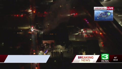 Crews battle large commercial structure fire in south Sacramento