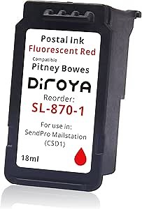 SL-870-1 Ink Cartridge 18ML High Yield Replacement for Pitney Bowes SendPro Mailstation Fluorescent Red Postage Ink (CSD1) (1 Pack)