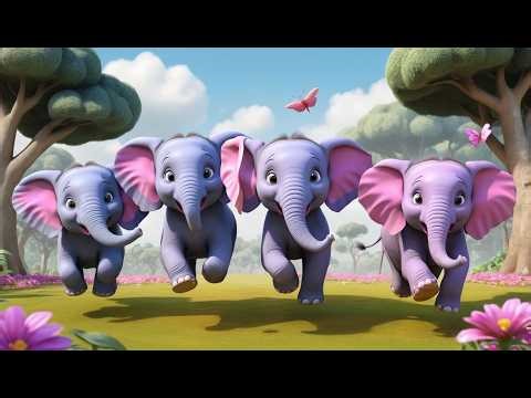 Five Little Elephants Stomp Stomp Stomp | Giant Animal Song & Counting Rhyme