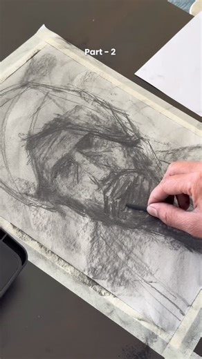 Science Of Sketching on Instagram: "From rough shapes to lifelike detail here’s the full charcoal workflow. Blocking with charcoal, shaping with eraser, adding depth with powder, blending with a stump, and tightening every highlight. Watch how the portrait builds itself in front of you. #CharcoalArt #PortraitSketch #ArtProcess #SketchingWorkflow #ASMRSketch #DrawingSteps #ArtInProgress #CharcoalPortrait #MindfulArt #ScienceOfSketching #Dharamkot #artiststudio"