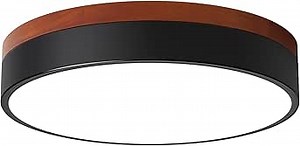 LED Ceiling Light Dimmable, Black and Wood Flush Mount Ceiling Light Fixture 5CCT in One, Minimalist Round Ceiling Lamp Modern Lighting for Kitchen, Bedroom, Hallway, Laundry Room, 11.8 Inch