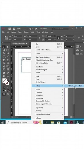 How to type text in Adobe Indesign #shortvideo