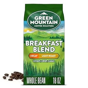 Green Mountain Coffee Roasters Breakfast Blend Decaf, Whole Bean Coffee, Bagged 18 oz