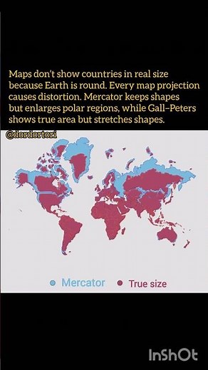 The difference between the countries' actual areas and the map we use, #map #facts #world #history