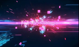 A vibrant digital abstract image showcasing dynamic lines and bursts of color, representing technology and data flow in a futuristic setting.