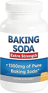 Baking Soda Aluminum Free 1300mg Per Pill Extra Strength Organic Use Pure Baking Soda Capsules for Health & Wellness. Baking Soda Tablets 120 Pills