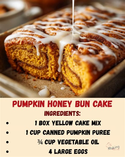 1.6K views | Pumpkin Honey Bun Cake Ingredients: 1 box yellow cake...