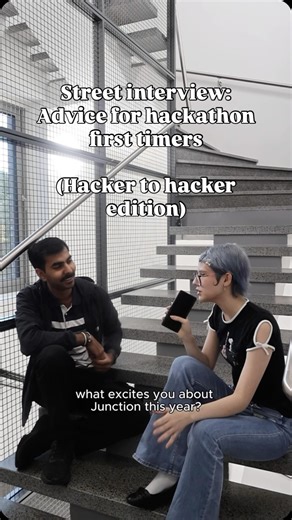Junction Hackathon on Instagram: "The chances of randomly bumping into a Junction hacker while doing street interviews are low, but never zero. Finally found one! Are you coming to Junction 2025 too? Leave a 👋 below to let us know! #hackathon #junction2025 #coding"