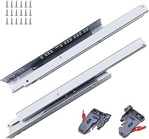 18 inch Undermount Full Extension Drawer Slides, with 3D Adjustment Clips, Soft Close Drawer Slides Undermount and Heavy Duty - 6 Pairs