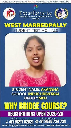 Akansha Shares Her Honest Bridge Course Experience | Excellencia Junior College - West Marredpally