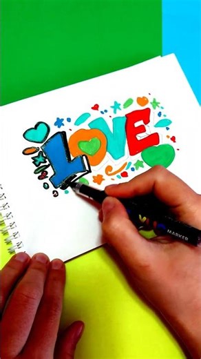 Drawing the Word LOVE with Bright Markers and Patterns #art #drawing