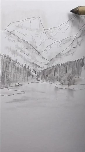 Draw mountains 🏔️ Easy drawing lesson for beginners on how to draw a mountain. #howtodraw