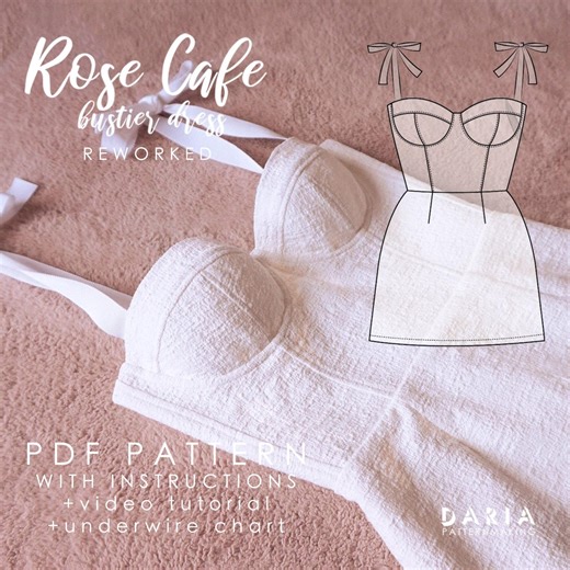 Rose Cafe Bustier Dress Sewing Pattern: Underwire Soft Cup (A4 PDF Download) - Etsy