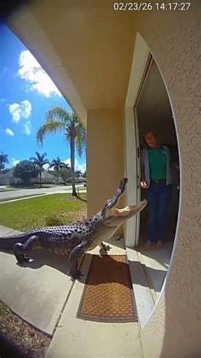 Alligator Rings Doorbell - Unbelievable Doorcam Footage in Florida! #doorbellcam #alligator #wtf
