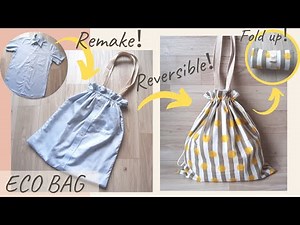 Easy remake of an eco-bag that allows you to fold your shirt! How to make a reversible tutorial