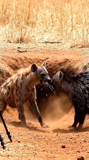 Hyena Ambush FAILS Instantly After Porcupine’s Brutal Defense #Shorts #WildlifeShorts #NatureShorts