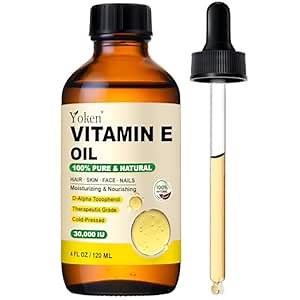 Yoken Vitamin E Oil 4 Oz Vitamin E oil for Skin Vitamine oils for Face Perfect Bath and Body Oil Cold Pressed Hexane Free Formula