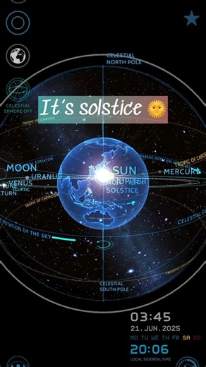 Solstice magic: longest or shortest day of the year! 🌍🥶🥵 On June 21, 2025, the June solstice takes place, marking a major turning point in the year. For the Northern Hemisphere, this is the first day of astronomical summer and the longest day of the year, with the most daylight hours. In the Southern Hemisphere, it signals the start of winter and the shortest day of the year. This solstice occurs at 02:42 GMT, when the Sun reaches its highest or lowest point in the sky at noon, depending on y