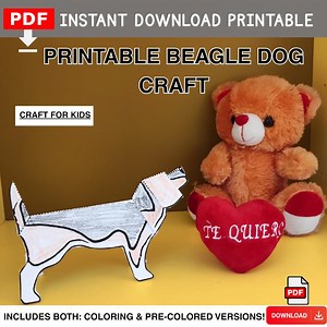Printable Beagle Dog Craft Pdf, Dog Coloring Page, Animal Activity, Cut and Color for Kids,carft Kids, Digital PDF, Digital Download - Etsy
