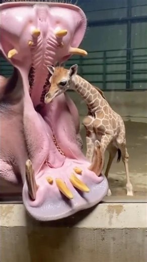 Baby Giraffe vs Hippo