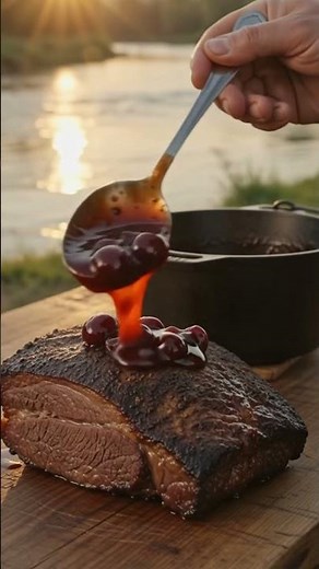 Smoked Brisket Point & Sticky Cherry BBQ Glaze 🥩🥩 #asmrfood #cooking