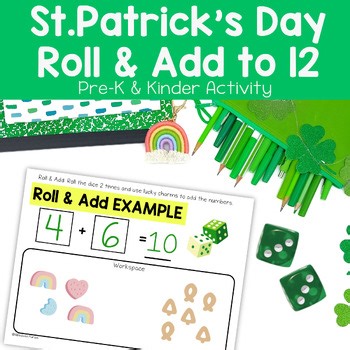 St. Patrick's Day Roll & Add Math Game Preschool Kindergarten Center