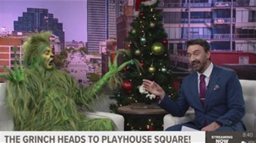 The Grinch drops by WKYC studios ahead of musical performances at Playhouse Square in Cleveland