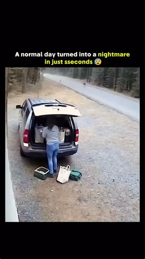 XYZ REEL HUB” on Instagram: "DM For Credit/Removal The post features a shocking 15-second AI-generated wildlife clip that turns a normal daily moment into pure nightmare fuel. The video shows a woman returning home with groceries, parking her car outside the house, and calmly opening the rear trunk to unload items. In a split second, the situation spirals out of control as multiple wild wolves suddenly rush toward her. Reacting purely on instinct, she jumps straight into the open trunk and slams