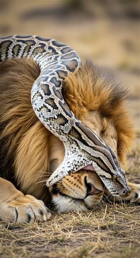 Python Swallows Lion! パイソンがライオンを飲み込む！ Unbelievable Wild Encounter #python #wildlife #nature