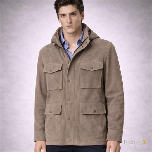 Men's Suede Field Jacket – Tailored Utility Style With Modern Structure - Etsy Canada
