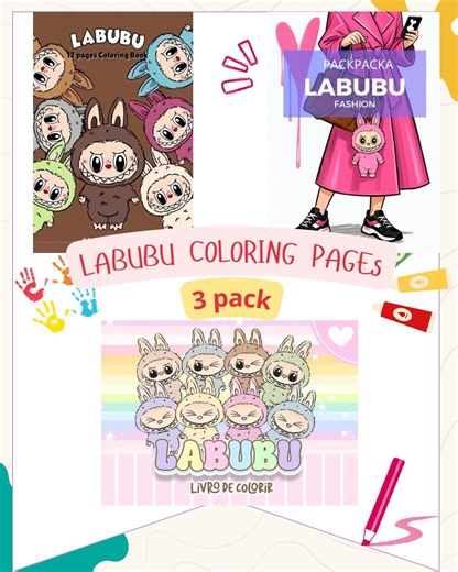 Labubu Coloring Book Bundle , 3 Cute Labubu Books 100  Pages PDF , Kawaii Monster & Fashion Aesthetic Coloring Pages for Kids and Adult - Etsy