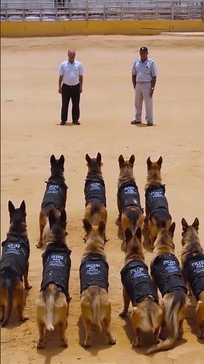 Hilarious Police Dog Training –Watch These Dogs Jump Through Fire Hoops and Perform Organized Drills