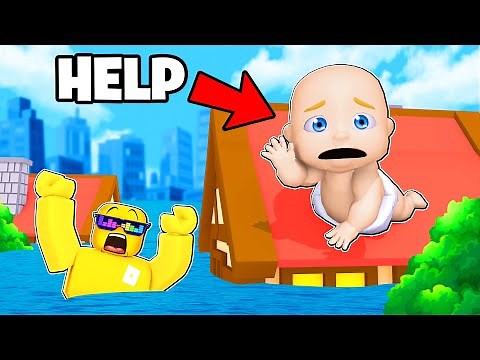 BABY ESCAPES FLOOD ON ROOF