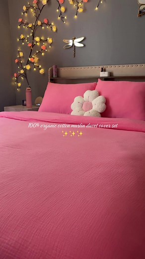 Perfect Pink Organic Cotton Muslin Duvet Cover Set