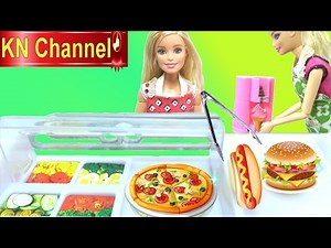 Đồ chơi nấu ăn BÚP BÊ BARBIE ĂN TẠI CỬA HÀNG THỨC ĂN NHANH VÀ KEM barbie doll & baby doll