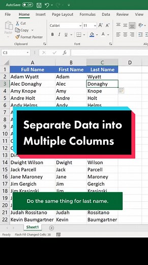 Lots of ways to separate data! #excel #workhacks #spreadsheets | how to separate name on excel