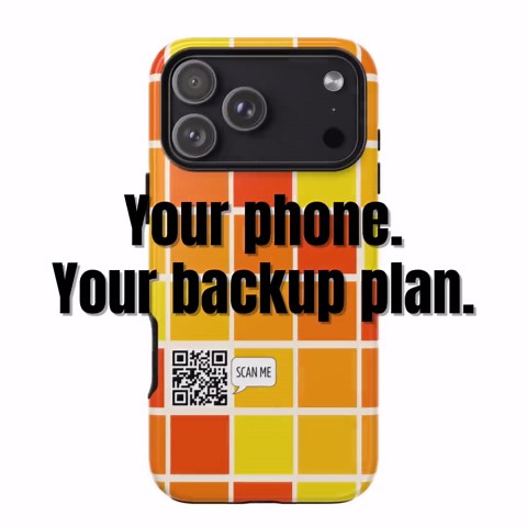 Custom QR Code Phone Case – Bright Orange Yellow Grid, Lost Phone Recovery - Etsy UK