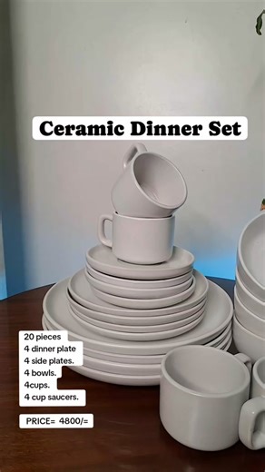 20pcs white Mate Ceramic Dinneer set ✅4 dinner plate ✅4 side plates. ✅4 bowls. ✅4cups. ✅4 cup saucers. PRICE= 4800/= For delivery DM or WhatsApp us on 254757014736 OR 📍Visit us shop at Mkore Buliding shop No JJ 2 at Kamkunji shopping center #Utensils #hotpot #creatorsearchinsights