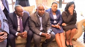 Ruto and ODM officials at Raila's home in Karen consoling Mama Idah Odinga and the Odinga's family. | Simy Kenya