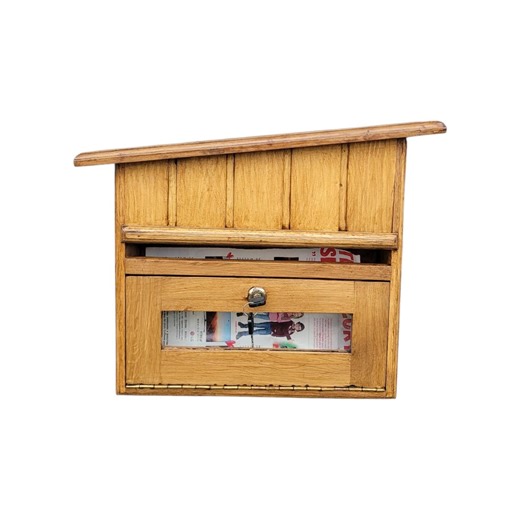 Wooden Mailbox With Newspaper Holder – Solid Oak Locking Mailbox, Rustic Farmhouse Mailbox, Outdoor Wall Mailbox, Handmade Wood Mailbox - Etsy UK