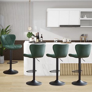 Restworld Solo Classic Adult Low Back Adjustable Seat Height Bar Stools - Set of 4, Green